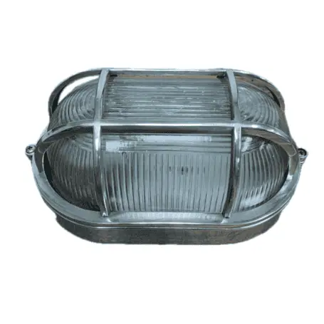 Large Oblong Aluminum Deco Ship Light-top-white background