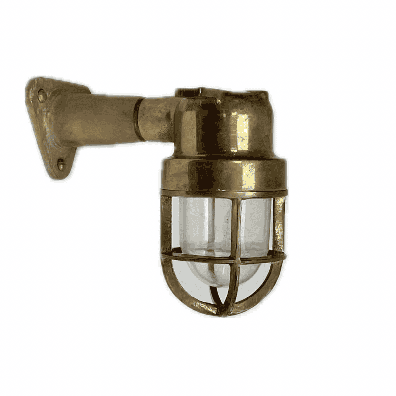 White background: Miniature Cast Brass Wall Light with Arm