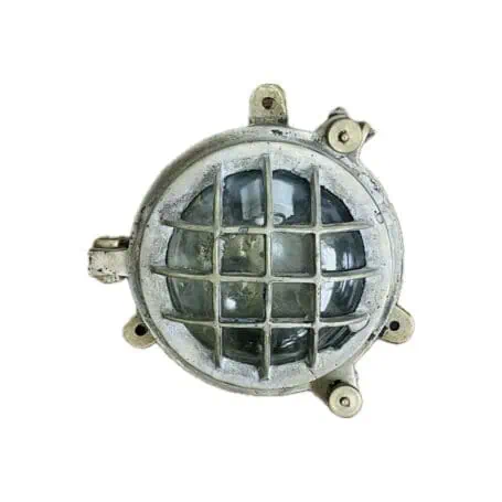 White Background: Miniature Vintage Brass Navigation Ceiling Light
