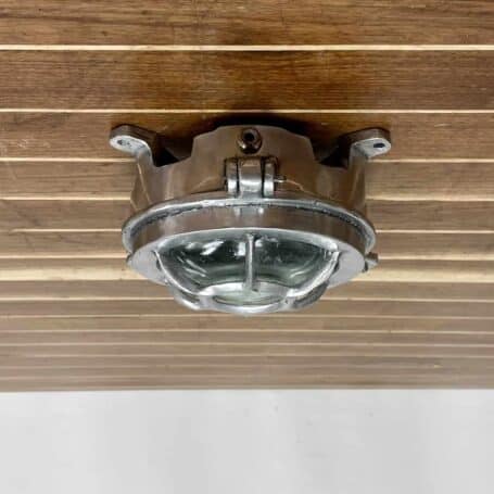 Miniature Vintage Round Aluminum Ceiling Light (4) Side View