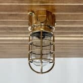 side view: Oceanic Brass Nautical Caged Ceiling Light