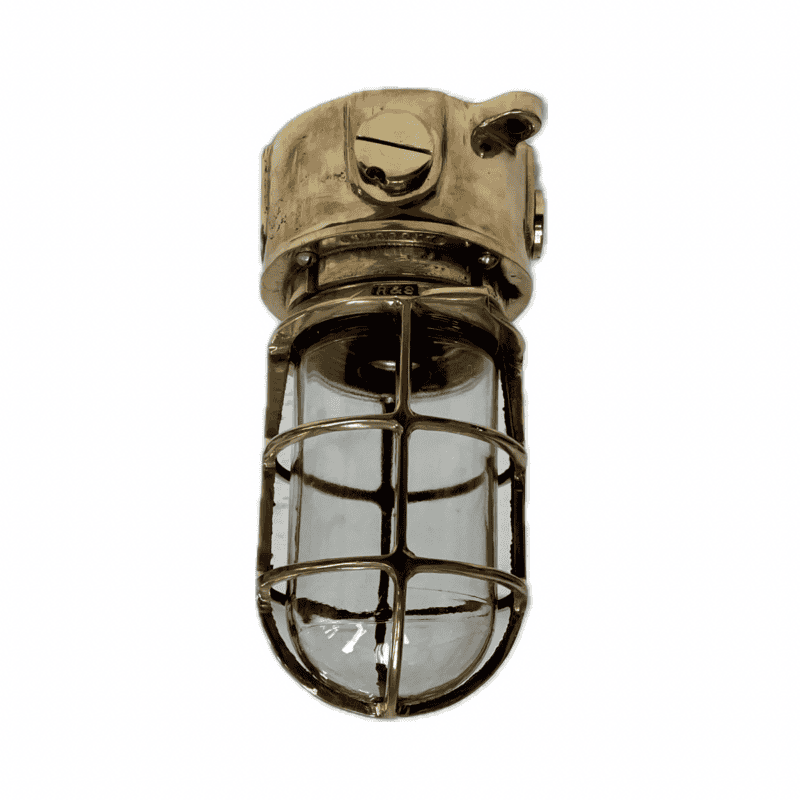 White background: Pauluhn Brass Nautical Caged Ceiling Light