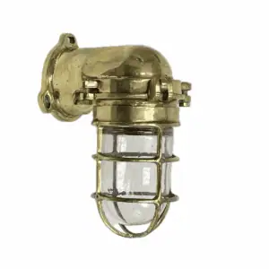 White background: Industrial Brass Wall Light - Salvaged Hinged Sconce