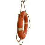 Side profile of ship life ring with reflectors and rope intact