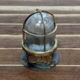 Small Brass Bulkhead Ceiling Light w Ribbed Globe 02