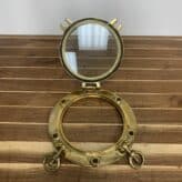 Small Brass Ships Porthole With Two Dogs-open
