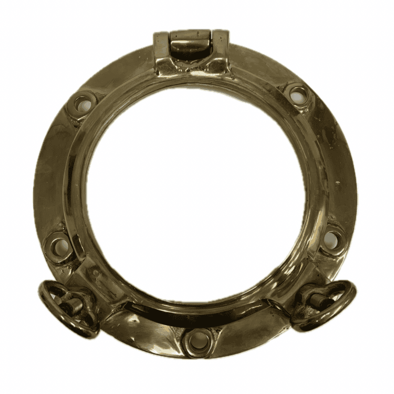 Small Brass Ships Porthole With Two Dogs-white background