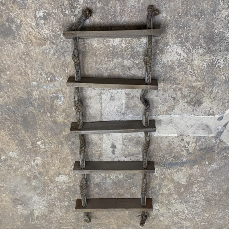 Vintage 5 Steps Pilot Rope Ladder-on wall