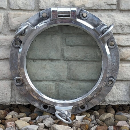 Vintage Aluminum Three-Dog Nautical Porthole 17.25 Inch 01 Vintage Aluminum Three-Dog Nautical Porthole 17.25 Inch Main Image