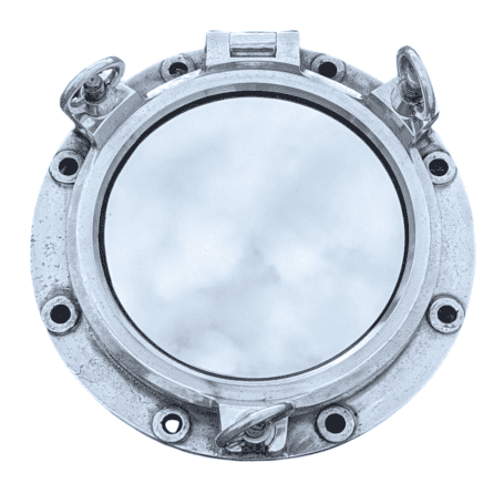 Vintage Aluminum Three-Dog Nautical Porthole Mirror 17.25 Vintage Aluminum Three-Dog Nautical Porthole 17.25 Inch Cloud View