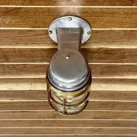 Vintage Aluminum and Brass Dock Light (3) Top View