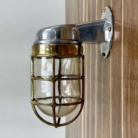 Vintage Aluminum and Brass Dock Light (4) Vintage Aluminum and Brass Dock Light