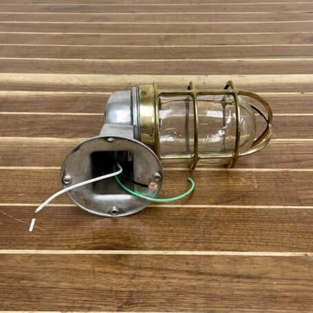 Vintage Aluminum and Brass Dock Light Wiring View