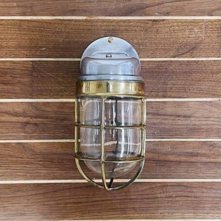 Vintage Aluminum and Brass Dock Light (6) Front View
