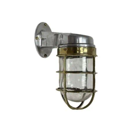 White Background: Vintage Aluminum and Brass Dock Light