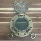 Vintage Brass Two-Dog Ships Porthole With Cover-10.34 Inch- cover open