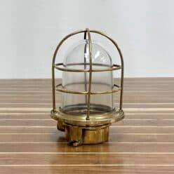 Vintage Large Caged Brass Nautical Ceiling Light