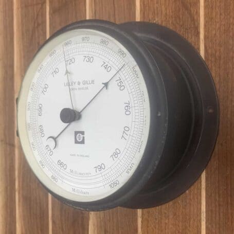 Vintage Lilley & Gillie Black Aneroid Barometer 04 Vintage Lilley & Gillie Black Aneroid Barometer- another on wall photo