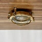 side view: Vintage Red Brass Ceiling Light - Wiska - Frosted Glass - Four Bar
