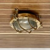 Vintage Red Brass Ceiling Light - Wiska - Frosted Glass - Four Bar