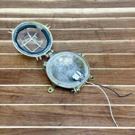 Vintage Round Mini Cross Bar Brass Ceiling Light (2) open View