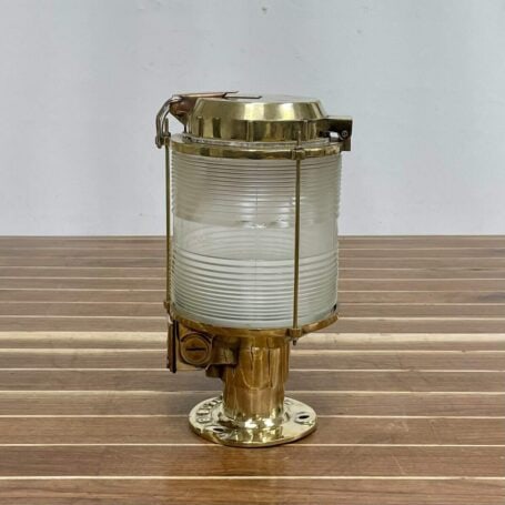 Clear Fresnel Lens Brass Tranberg Piling Light (4) Side View - Clear Fresnel Lens Brass Tranberg Piling Light