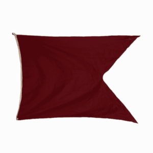 Bravo nautical signal flag shown laid flat with pointed end visible