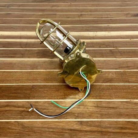 Wall Sconce Vintage - Oceanic Brass Passageway Ship Light with Junction Box Wiring View