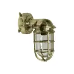 Vintage brass wall sconce with junction box displayed on a white background