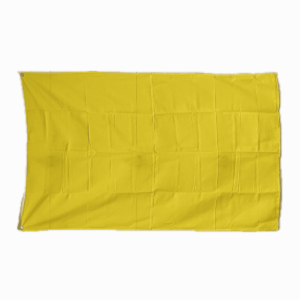 Full view of the Quebec nautical signal flag, featuring a bright yellow field and grommets in each top corner.