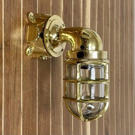 Vintage Brass Bulkhead Light IndoorOutdoor Wiring No Cover (2) Brass nautical wall sconce mounted on wall