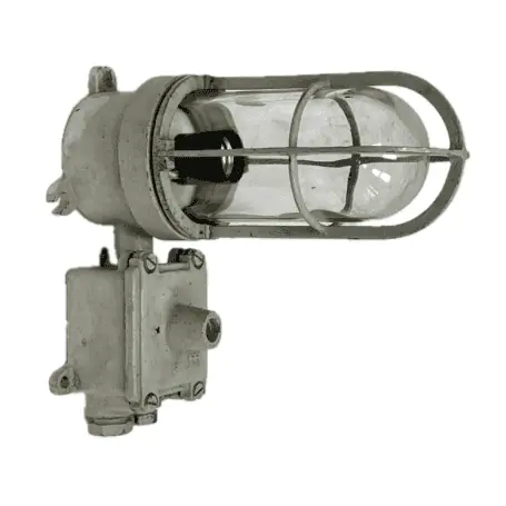 Vintage Brass Painted Grey Bulkhead Light With Junction Box