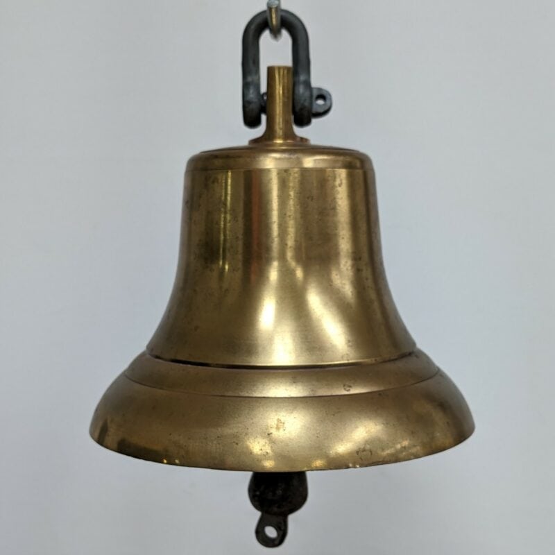 Vintage Brass Ship's Bell 12 Diameter with Anchor Shackle