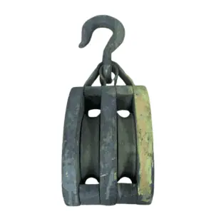 Vintage Double Wood Block Pulley-Great Lakes 00