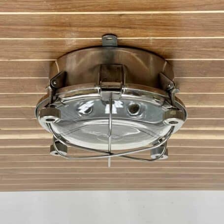 Vintage Stainless Steel Ceiling Light, 3 Bar Side View
