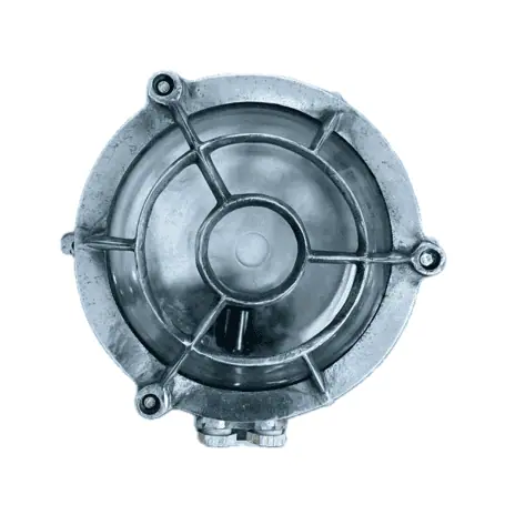 White Background: Large Vintage Round Aluminum Ceiling Light