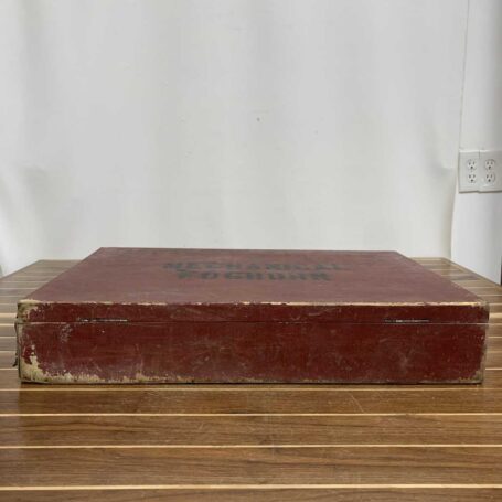 Mechanical Orange Painted Foghorn In Wood Box 02 bottom
