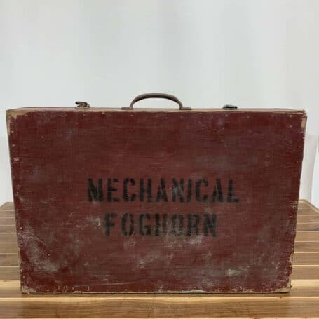 Mechanical Orange Painted Foghorn In Wood Box 05 wording