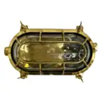 Oval Cast Brass Ceiling Or Wall Light top view with brass guard bars