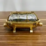 Oval Cast Brass Ceiling Or Wall Light side view showing hinged cage