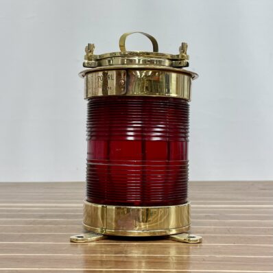 Salvaged Red Lens Brass Forcato-Verona Electric Ship Lamp