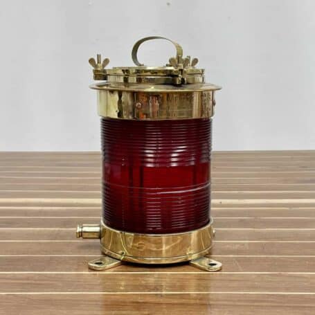 Salvaged Red Lens Brass Forcato-Verona Electric Ship Lamp (3) side view