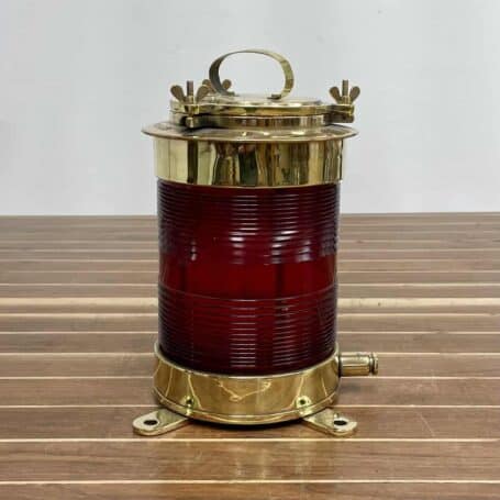 Salvaged Red Lens Brass Forcato-Verona Electric Ship Lamp (4) Salvaged Red Lens Brass Forcato-Verona Electric Ship Lamp