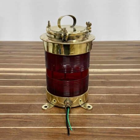 Salvaged Red Lens Brass Forcato-Verona Electric Ship Lamp (6) wiring view