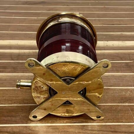 Salvaged Red Lens Brass Forcato-Verona Electric Ship Lamp (7) bottom view