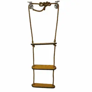 Vintage 3-Step Hemp Rope Ladder main view