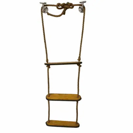 Vintage 3-Step Hemp Rope Ladder main view