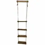 Main image of a 4-step rope ladder with white braided rope and hooks against a neutral background