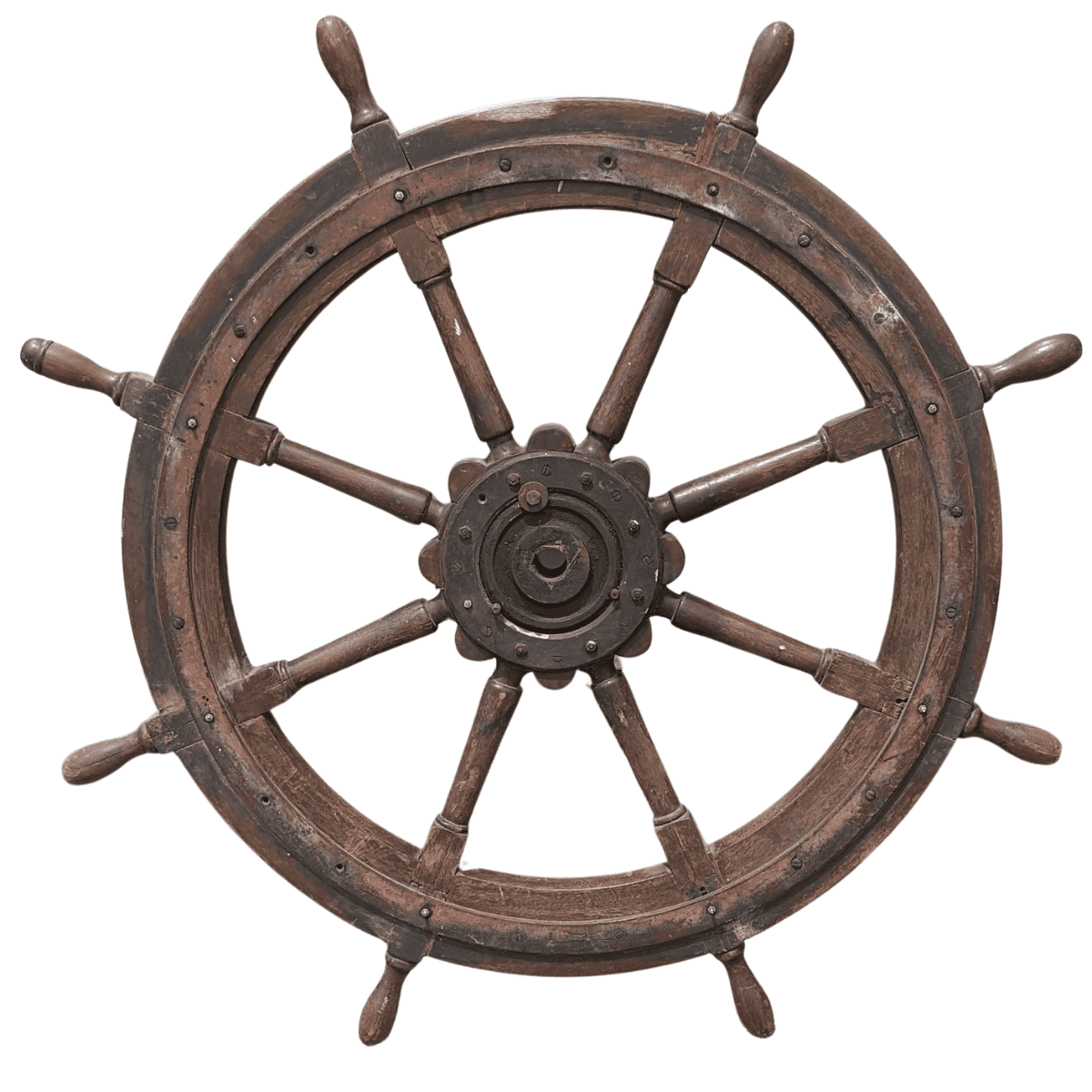 Vintage 47.5 Inch Wooden Ship's Wheel Main View