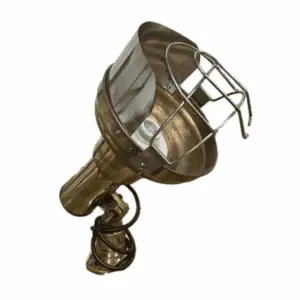 Vintage Caged Brass And Aluminum Spotlight Light 00